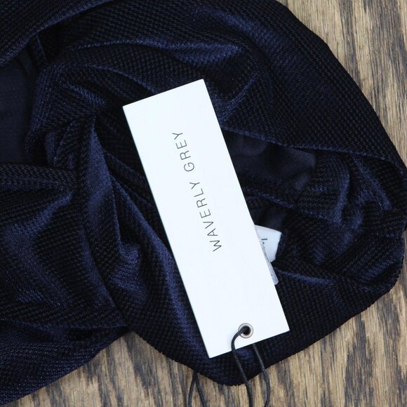 NWT Waverly Grey Twist Neck Unlined Textured Stretch Melly Blouse Navy Blue XS - Picture 3 of 5